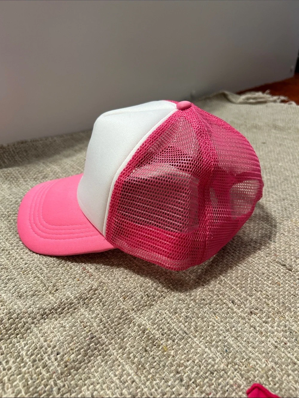 Women’s Pink Trucker Hat with Embroidered Cowboy Boot